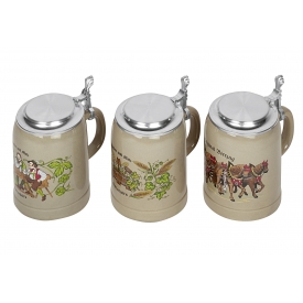 Domex Bierseidel Kannenbäcker mit Flachzinndeckel 0,5 l 3fach sortiert Domex Bierseidel Kannenbäcker mit Flachzinndeckel 0,5 l 3fach sortiert