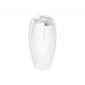  Vase Keramik 8x8x17cm weiß glasiert