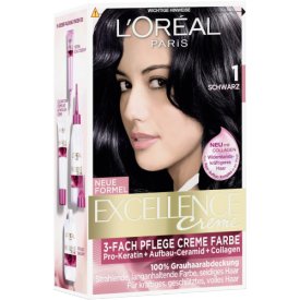 LOreal Paris Dauerhafte Haarfarbe Excellence 1.01 tiefes Schwarz LOreal Paris Dauerhafte Haarfarbe Excellence 1.01 tiefes Schwarz