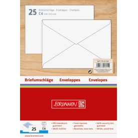 Brunnen Briefumschläge C6 nassklebend weiß 25 Stück Brunnen Briefumschläge C6 nassklebend weiß 25 Stück