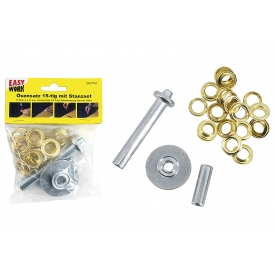 Easy Work EW Ösenset, mit Stanzwerkzeug und 15 Ösen, 14mm Easy Work EW Ösenset, mit Stanzwerkzeug und 15 Ösen, 14mm