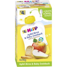 Hipp Quetschbeutel Apfel-Birne & Baby-Zwieback nach dem 4. Monat Hipp Quetschbeutel Apfel-Birne & Baby-Zwieback nach dem 4. Monat