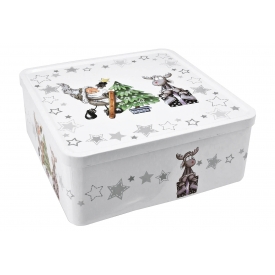 Gebäckdose Weihnachtsmann/Rentier/Baum 19,7x19,7x8cm Gebäckdose Weihnachtsmann/Rentier/Baum 19,7x19,7x8cm