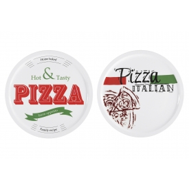 Pizzateller mit Dekor Porzellan Ø30cm weiß Pizzateller mit Dekor Porzellan Ø30cm weiß