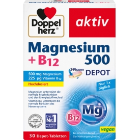 Doppelherz Magnesium 500 + B12 2-Phasen Depot Tabletten 30 St Doppelherz Magnesium 500 + B12 2-Phasen Depot Tabletten 30 St