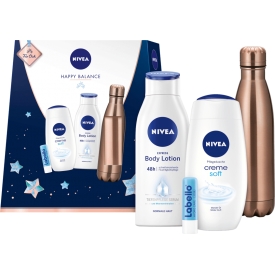 Nivea Geschenkset Happy Balance Trinkflasche + Duschgel 250ml + Bodylotion 250ml + Labello 4,8g