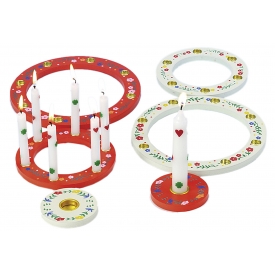  TIB HEYNE Geburtstagsring Ring Holz sortiert ohne Kerzen rot/weiß 3teilig