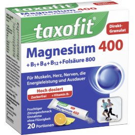 taxofit Magnesium 400 + B1 + B6 + B12 + Folsäure 800 Direkt-Granulat 20 St. taxofit Magnesium 400 + B1 + B6 + B12 + Folsäure 800 Direkt-Granulat 20 St.