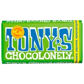 Tonys Chocolonely Zartbitterschokolade mit Mandeln und Meersalz Tonys Chocolonely Zartbitterschokolade mit Mandeln und Meersalz