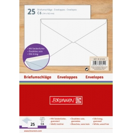 Brunnen Briefumschläge C6 nassklebend gefüttert weiß 25 Stück