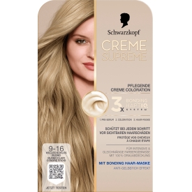 Schwarzkopf CREME SUPREME Haarfarbe 9-16 Helles kühles Blond Schwarzkopf CREME SUPREME Haarfarbe 9-16 Helles kühles Blond