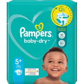 Pampers Windeln Baby Dry Gr.5+ Junior Plus, 12-17 kg, Einzelpack Pampers Windeln Baby Dry Gr.5+ Junior Plus, 12-17 kg, Einzelpack