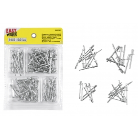 Easy Work EW Nietensortiment, 100-tlg., je 25 Stück 4,8, 4,0, 3,2 und 2,4mm Easy Work EW Nietensortiment, 100-tlg., je 25 Stück 4,8, 4,0, 3,2 und 2,4mm