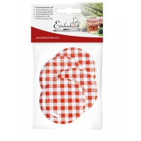 Dosen-zentrale Twist-off Deckel Einkochwelt steril. Ø66mm rot/weiß kariert 4er Beutel Dosen-zentrale Twist-off Deckel Einkochwelt steril. Ø66mm rot/weiß kariert 4er Beutel