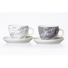 Flirt By R&b Cappuccinotasse Cornello mit Untertasse 180 ml grey 2er Set
