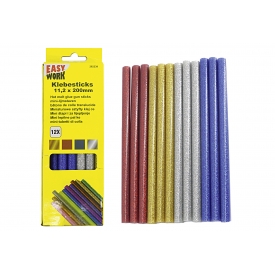 Easy Work EW Klebesticks farbig mit Glitzer, 12-tlg., 11,2 x 200 mm Easy Work EW Klebesticks farbig mit Glitzer, 12-tlg., 11,2 x 200 mm