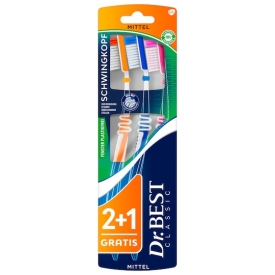 Dr. Best Zahnbürste Classic Schwingkopf mittel 2+1 Stück Dr. Best Zahnbürste Classic Schwingkopf mittel 2+1 Stück