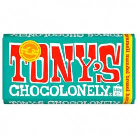 Tonys Chocolonely Karamell,Mandeln,Brezel,Honig-Mandelnoug&Meers. Tonys Chocolonely Karamell,Mandeln,Brezel,Honig-Mandelnoug&Meers.