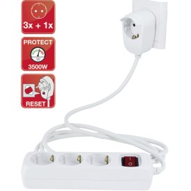 Rev Ritter Steckdosenleiste 3fach mit Schalter 2m weiß