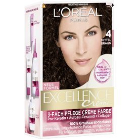 LOreal Paris Dauerhafte Haarfarbe Excellence Mittelbraun 4 LOreal Paris Dauerhafte Haarfarbe Excellence Mittelbraun 4