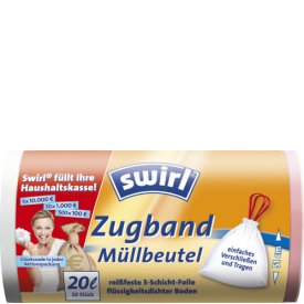 Swirl 20 l Zugband Müllbeutel auf Rolle 45x50 cm Swirl 20 l Zugband Müllbeutel auf Rolle 45x50 cm