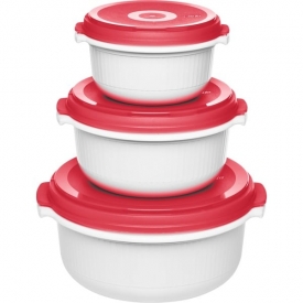Emsa Mikrowellentopf Micro Family 0,5/1,0/1,5l weiß/rot Emsa Mikrowellentopf Micro Family 0,5/1,0/1,5l weiß/rot