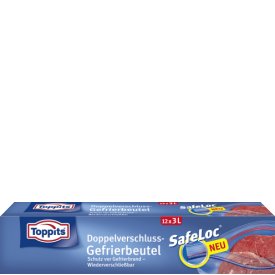 Toppits Doppelverschluss Gefrierbeutel mit Safeloc 3L Toppits Doppelverschluss Gefrierbeutel mit Safeloc 3L