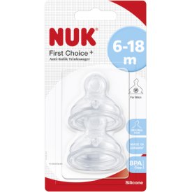 Nuk Trinksauger First Choice+ aus Silikon 6-18 Monate Lochgröße M (Milch) Nuk Trinksauger First Choice+ aus Silikon 6-18 Monate Lochgröße M (Milch)