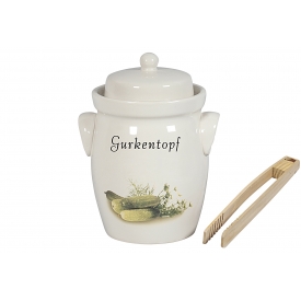 Gurkentopf 3,5 l mit Holzzange und Rezept Gurkentopf 3,5 l mit Holzzange und Rezept